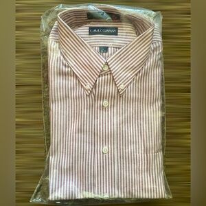 C.M. & Company Red/white Striped Long Sleeve Dress Shirt size 17 32/33 new